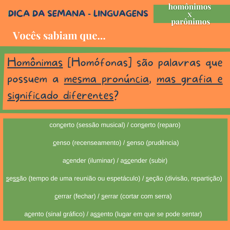 uiui on X: - homônimos perfeitos: são aquelas palavras iguais na